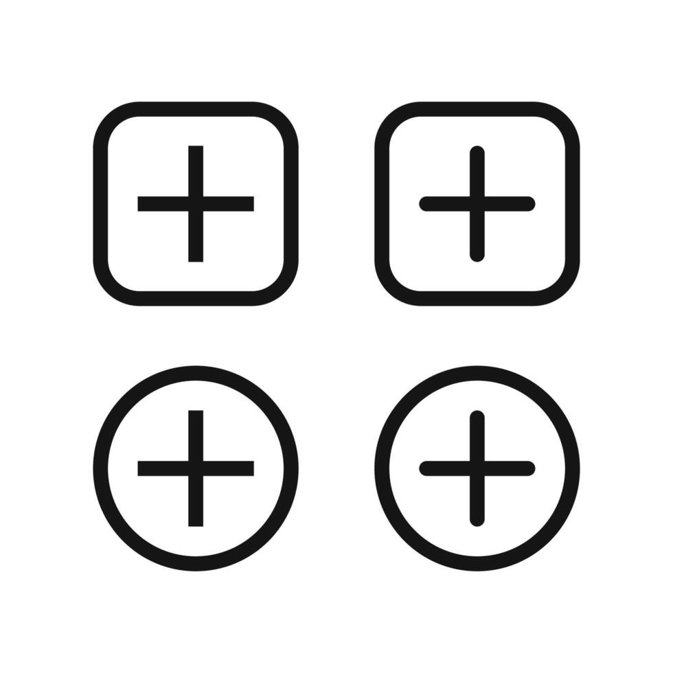 Add button icon. More icon vectors. Plus icon set. vector