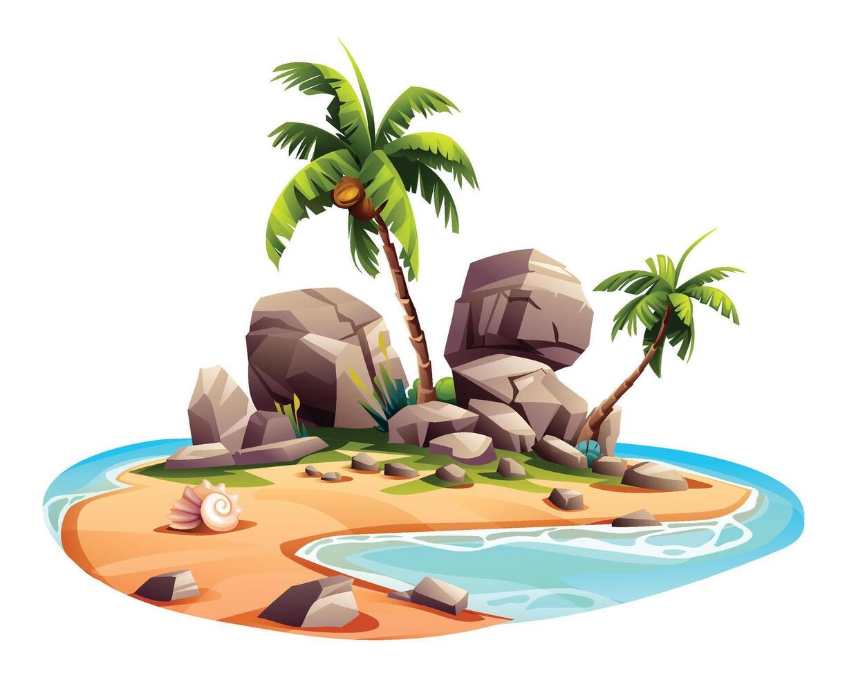 tropical isla dibujos animados vector ilustración aislado en blanco antecedentes