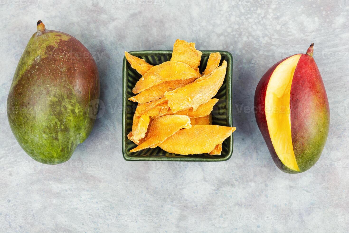 Dried and fresh mango fruit photo