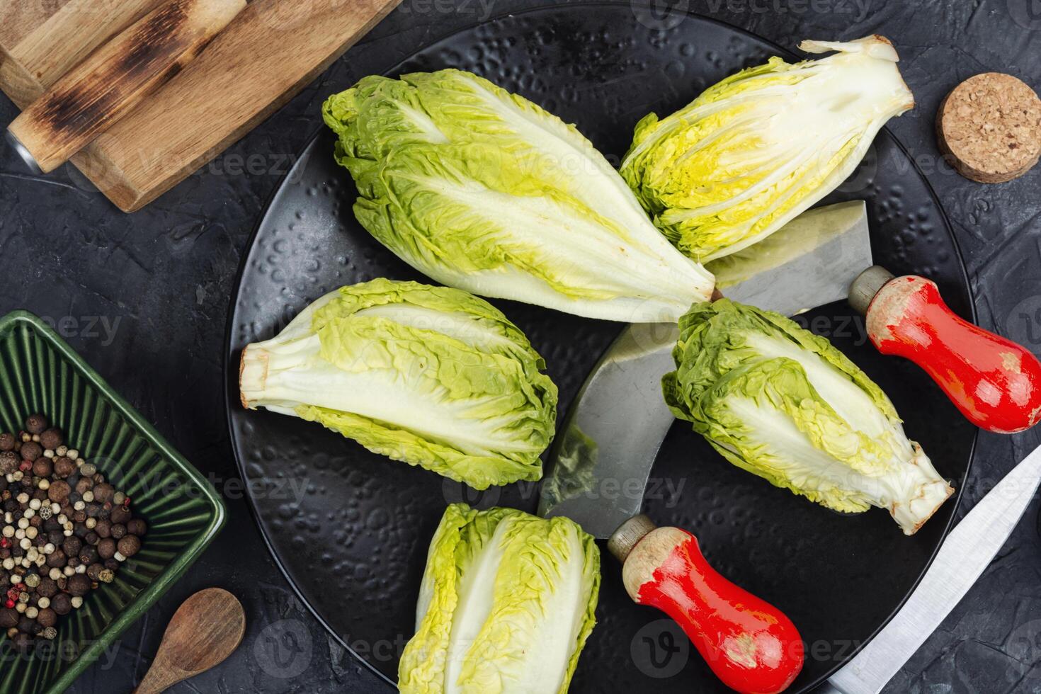 Group of Romaine lettuce hearts photo