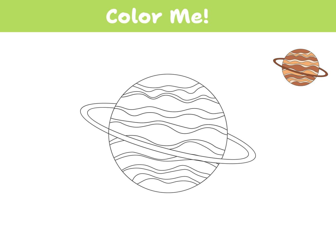 color Júpiter colorante libro página para niños. vector ilustración.