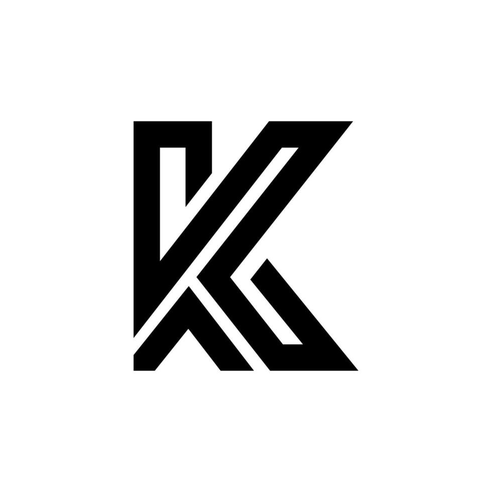 Letter Ka or Ak with modern unique line art shape unusual abstract monogram logo design vector