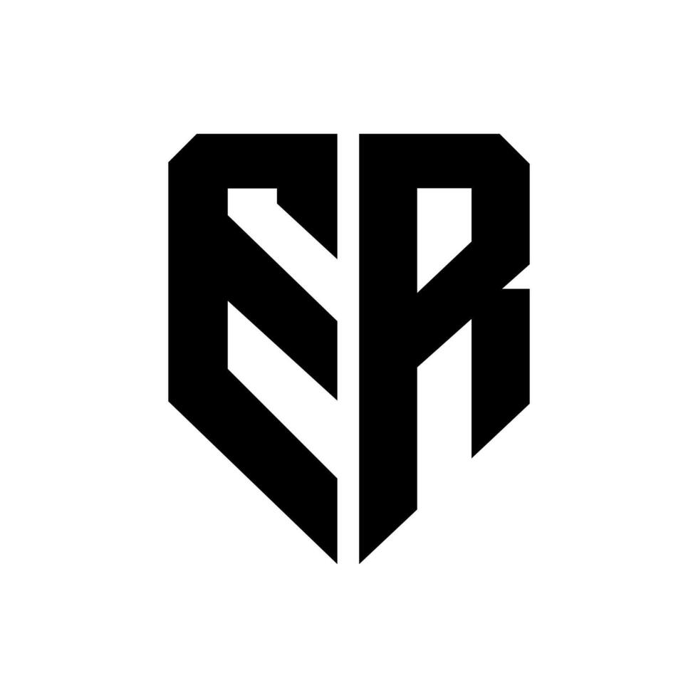 Letter Er with shield shape security business modern monogram logo vector