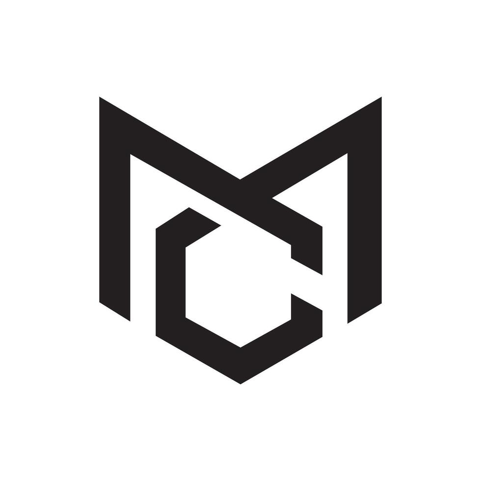 Letter Mc or Cm initial new unique shape geometric line art logo vector