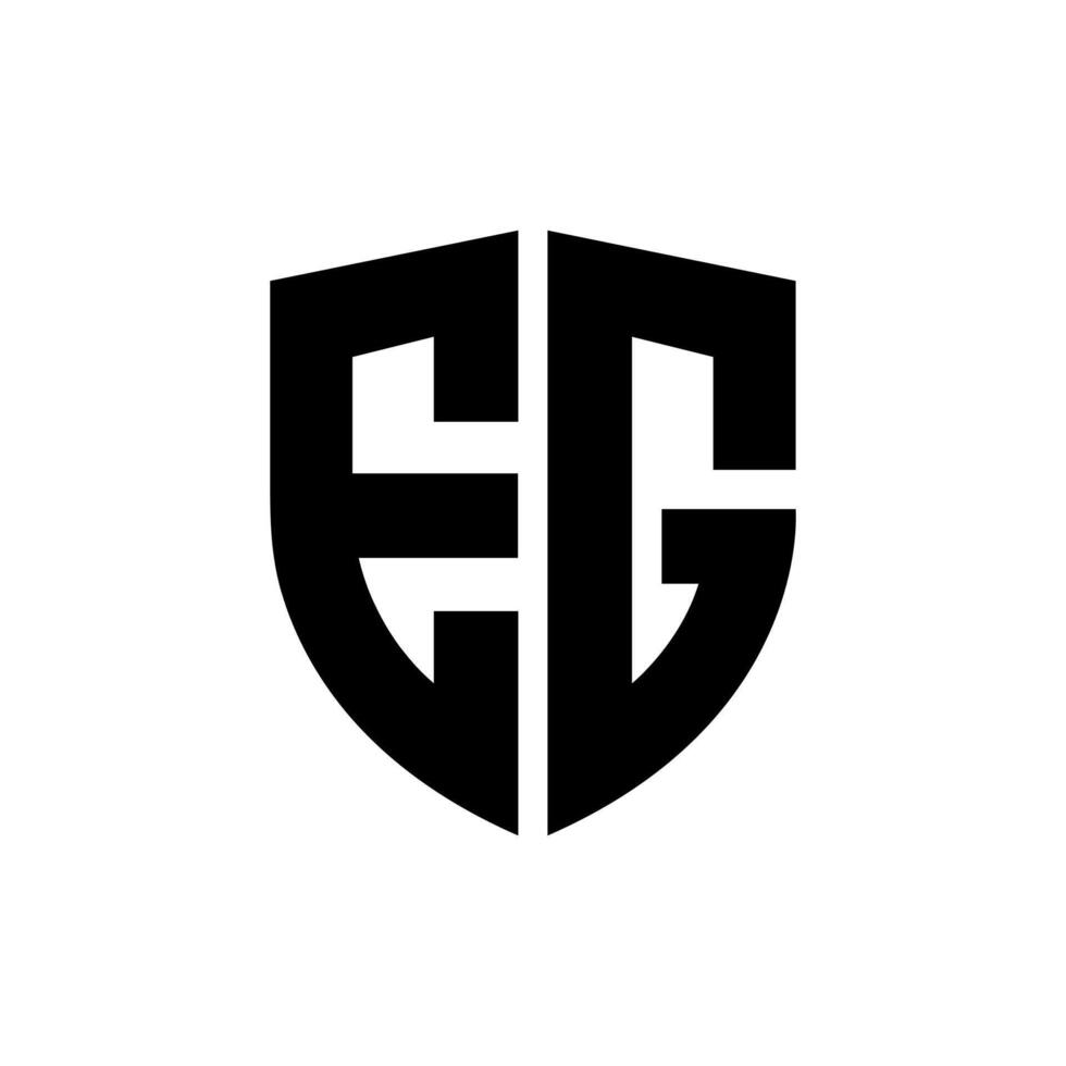 Letter Eg with protection shield shapes alphabet modern typography unique monogram logo vector