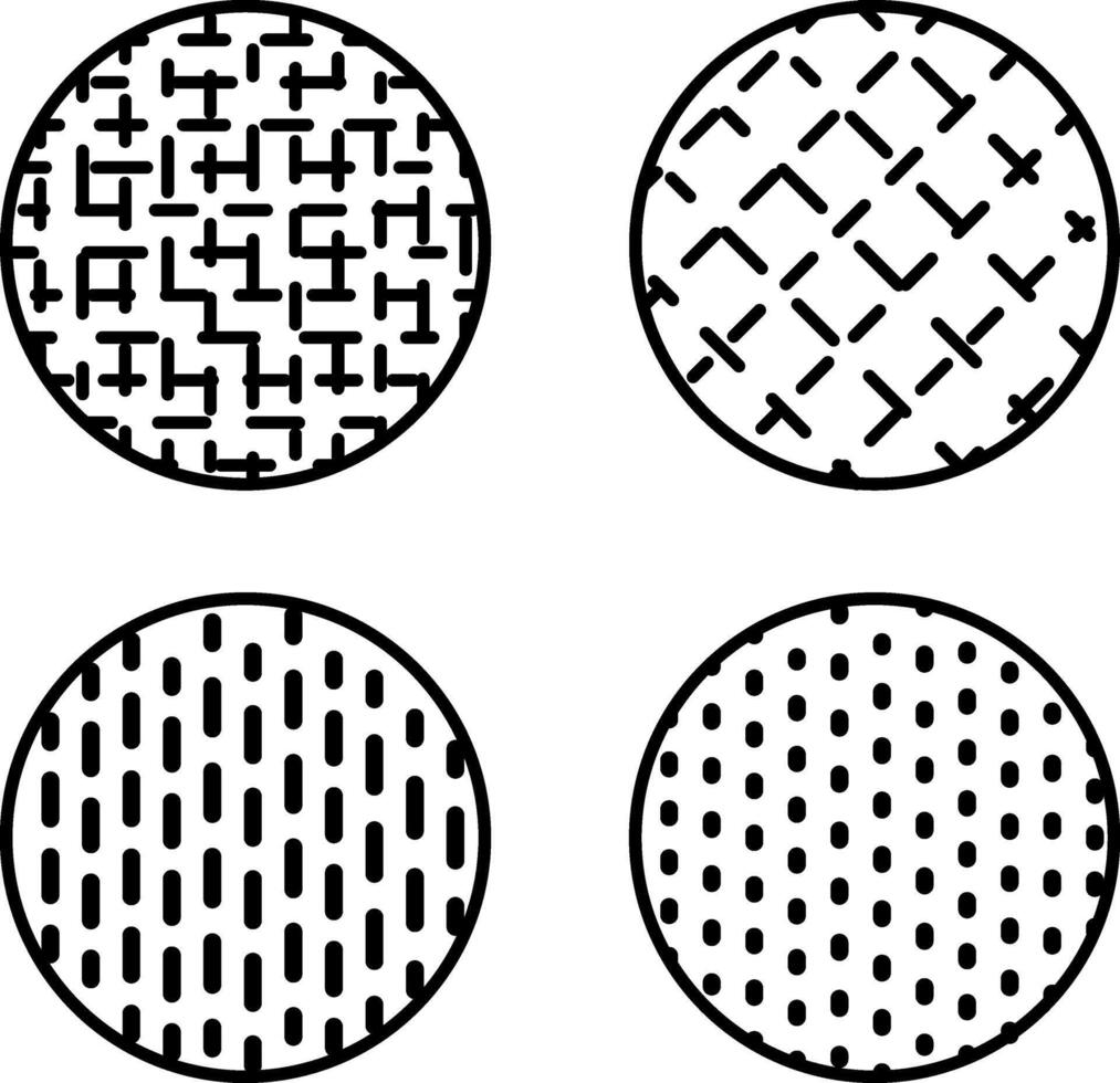 A set of fabric texture icons. Burlap, yarn for weaving, textile fabric, fabric concept. Contoured vector icons highlighted on a white background. For web design and infographics