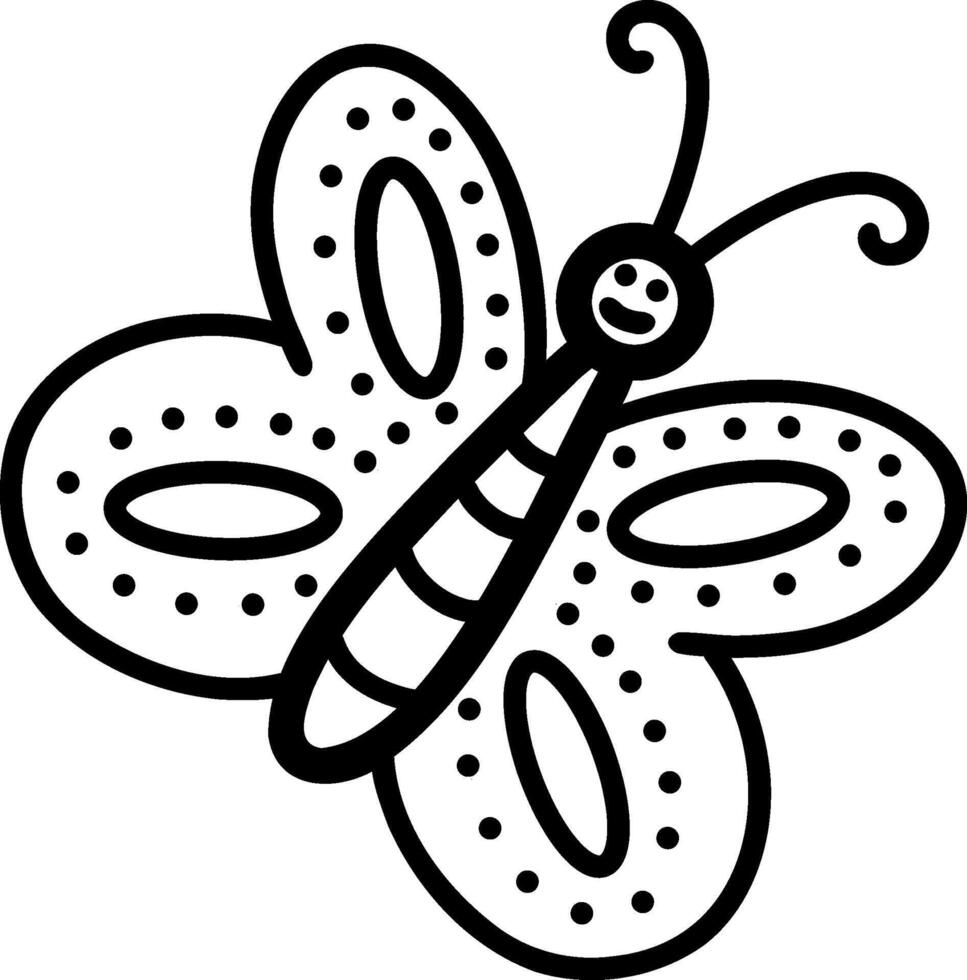 Vector illustration of a butterfly. The icon of the outline of the butterfly silhouette. A clipart is an image highlighted on a white background. The page of the coloring book