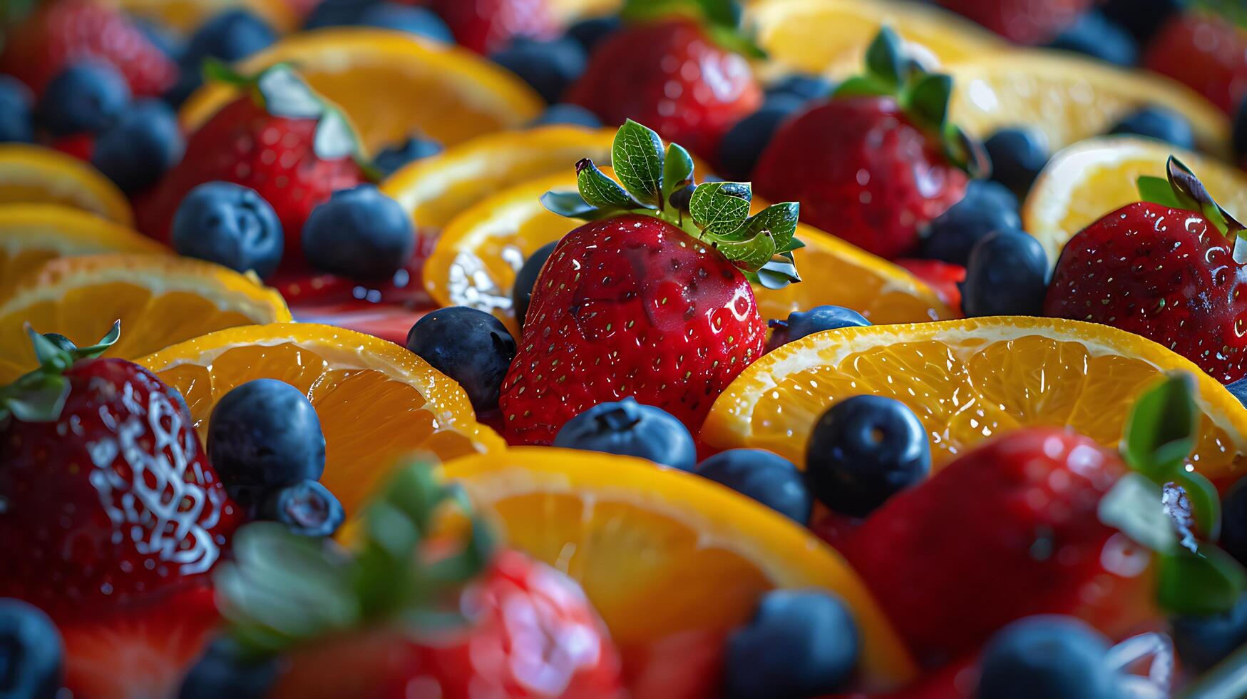 AI generated Vibrant Fruit Platter Showcases Freshness and Texture in CloseUp Macro Shot photo