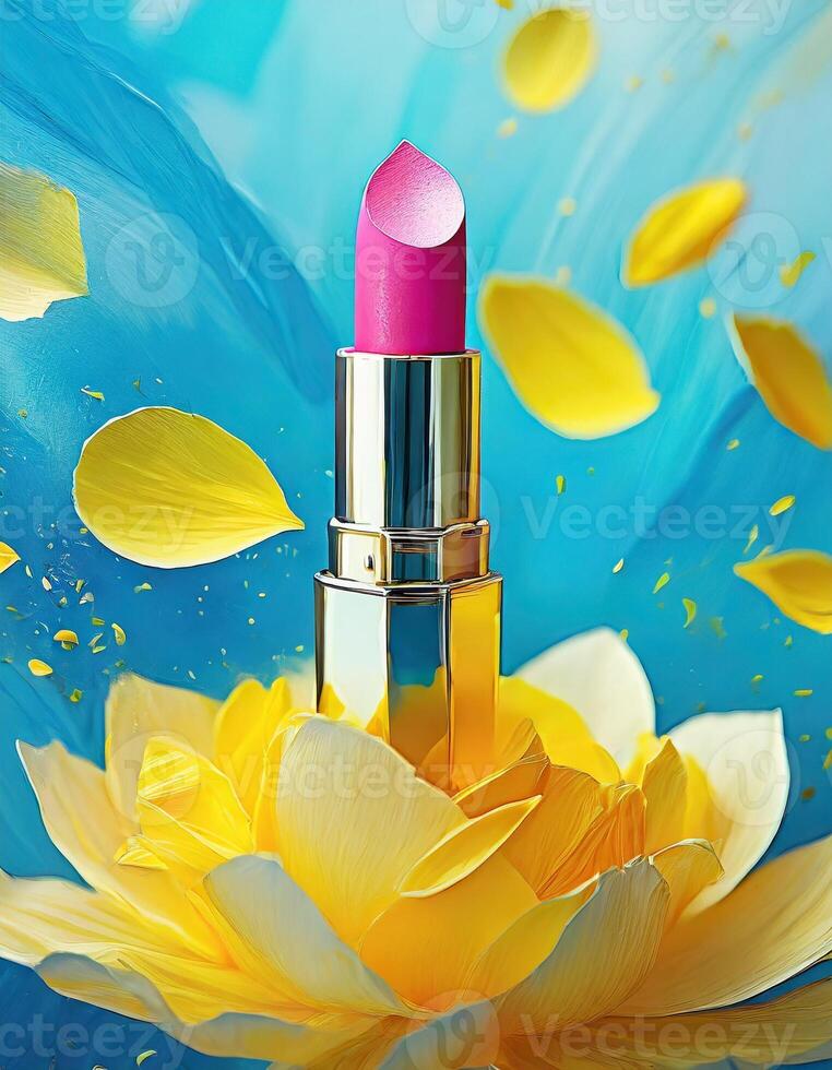 AI generated An energetic and inviting lipstick advertisement photo