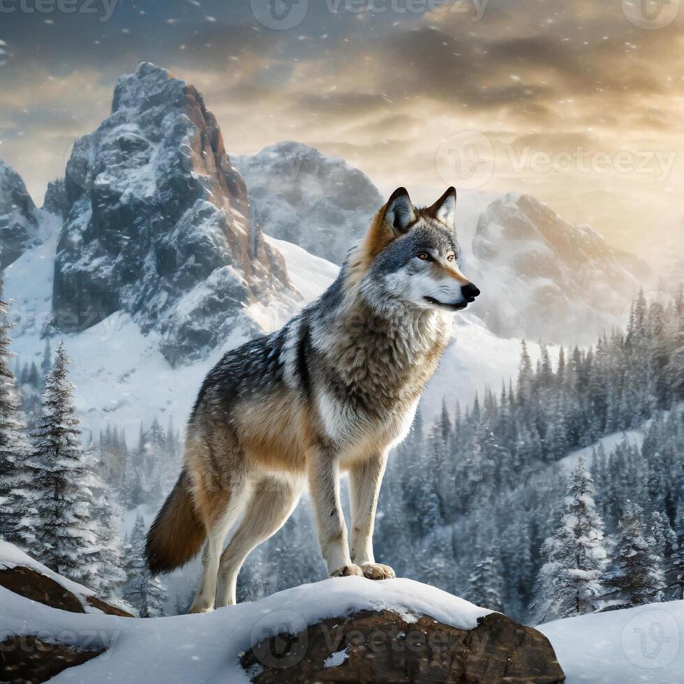 AI generated A lone wolf photo