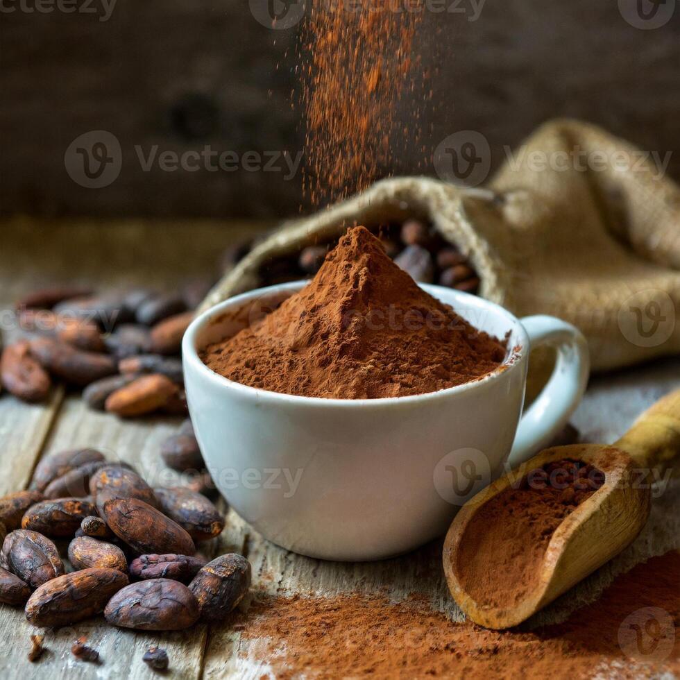 AI generated Cocoa or chocolate close-up photo