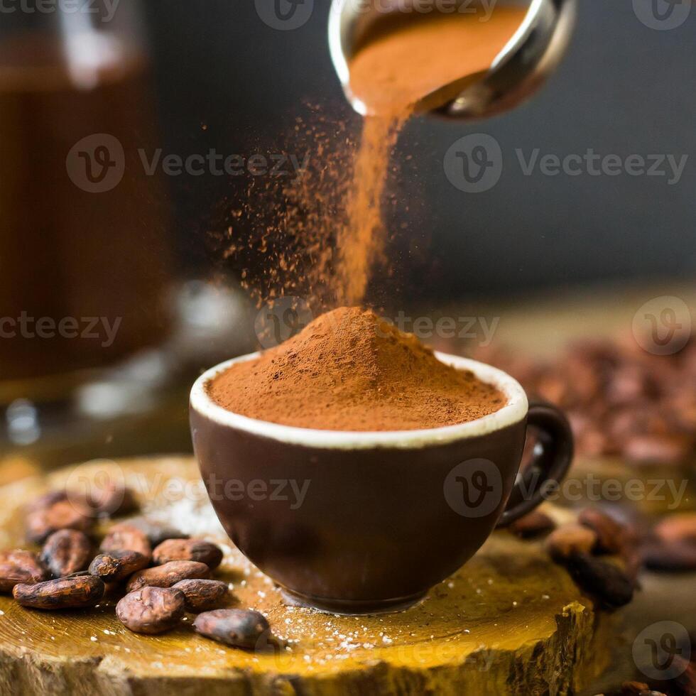 AI generated Cocoa or chocolate close-up photo