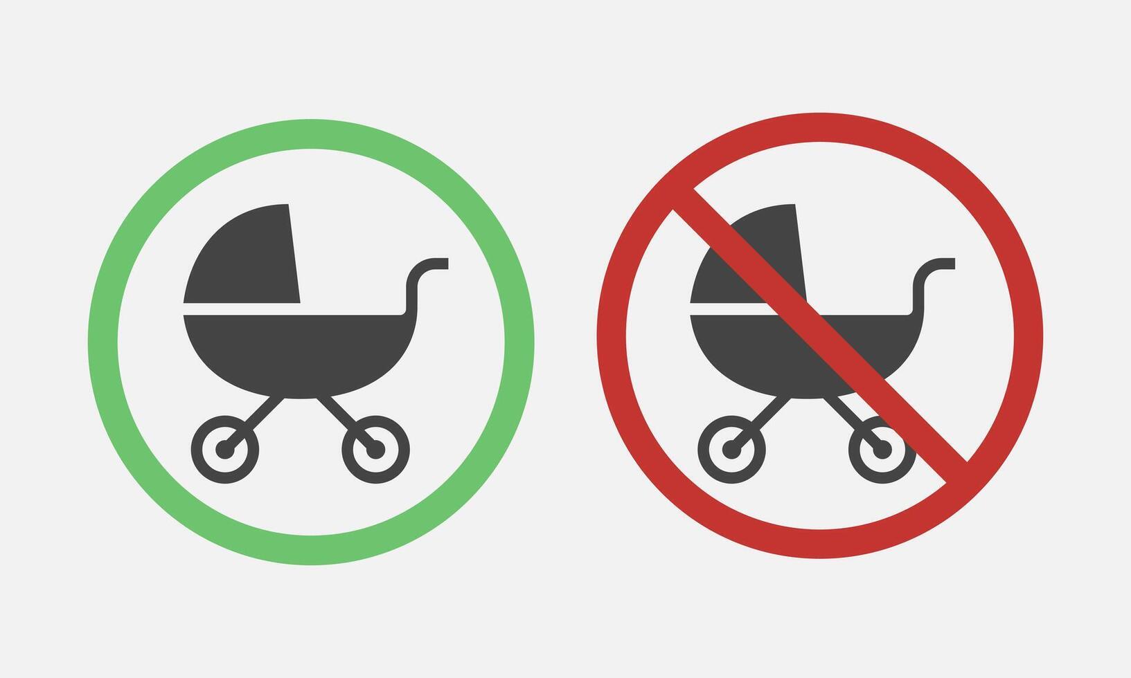 Baby stroller informational sign. Carriage warning sign. Caution mother with child. Vector illustration