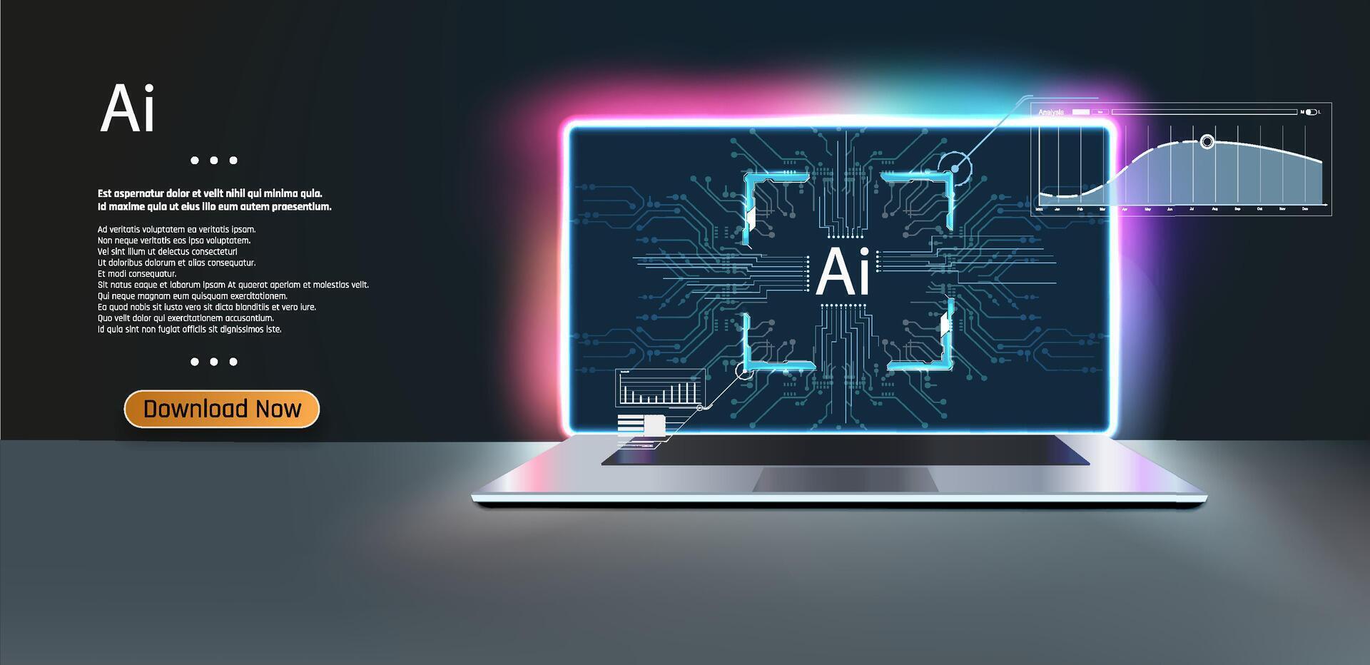 Ai chipset on circuit board in futuristic concept suitable for future technology Data science and big data technology. vector