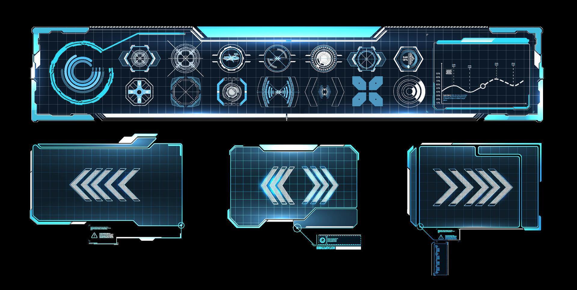 Futuristic Vector HUD Interface Screen Design. Digital callouts titles. HUD UI GUI futuristic user interface screen elements set.