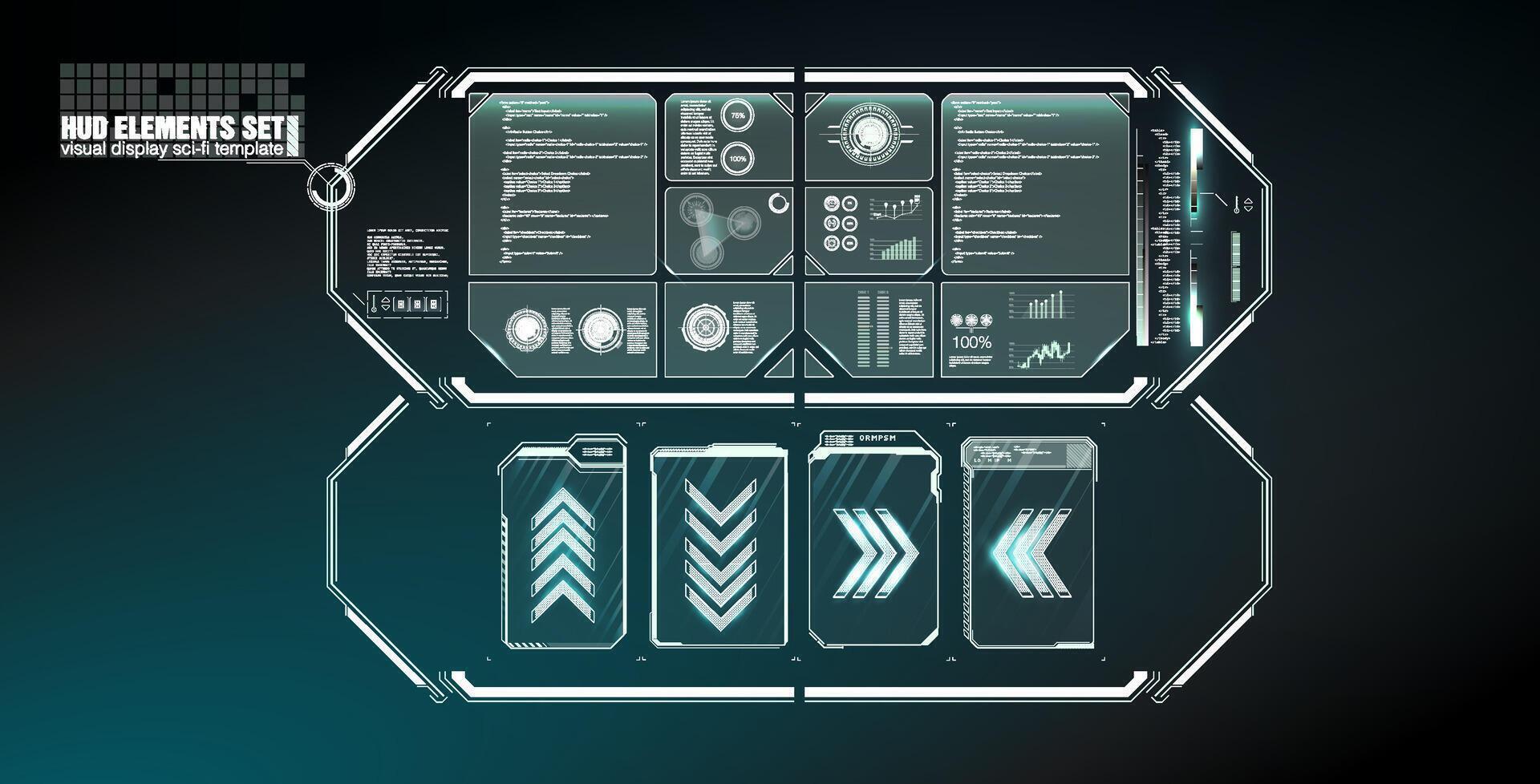 Futuristic Vector HUD Interface Screen Design. Digital callouts titles. HUD UI GUI futuristic user interface screen elements set.