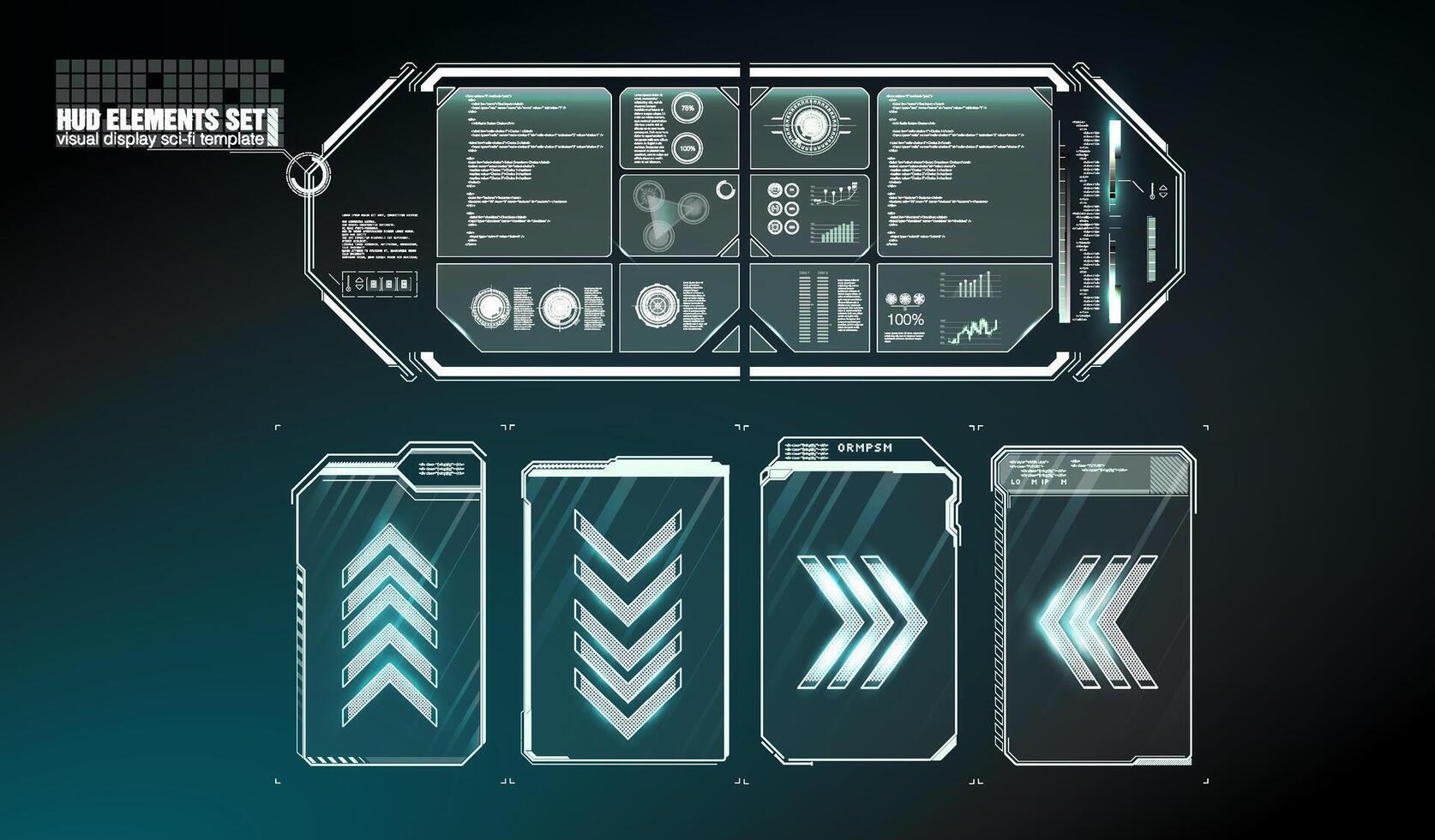 Futuristic Vector HUD Interface Screen Design. Digital callouts titles. HUD UI GUI futuristic user interface screen elements set.