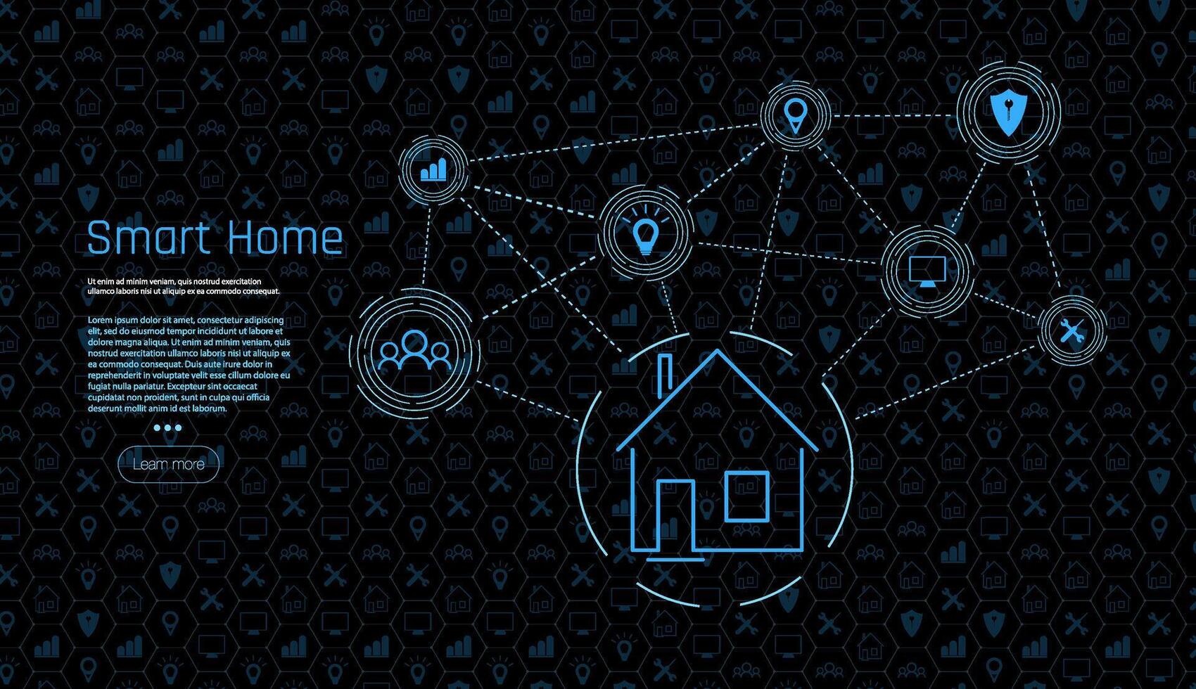 Spider web of network connections with on a futuristic blue background. Connect wireless devices. Vector The building consists