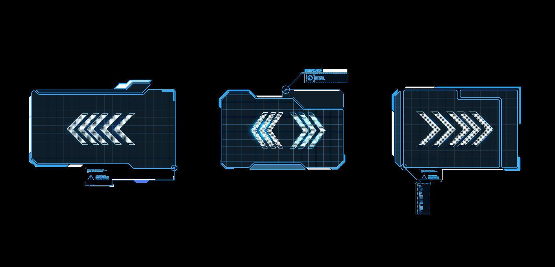 Futuristic Vector HUD Interface Screen Design. Digital callouts titles. HUD UI GUI futuristic user interface screen elements set. High tech screen for video game