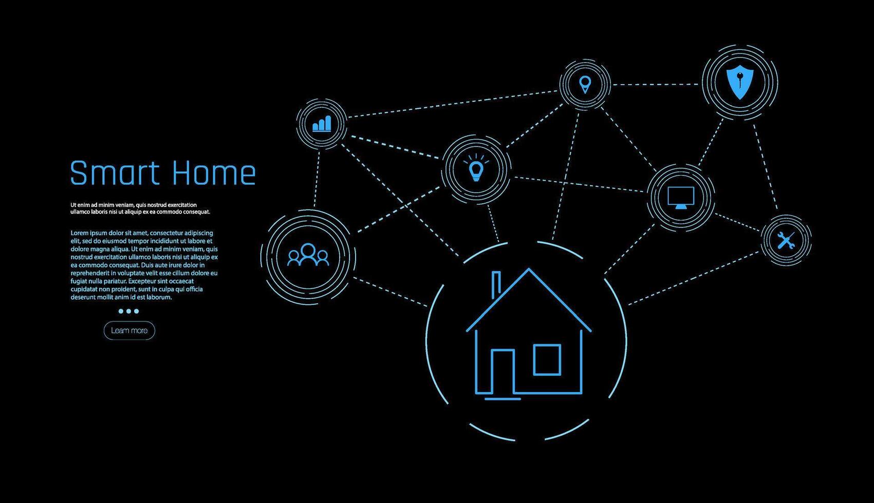 Spider web of network connections with on a futuristic blue background. Connect wireless devices. Vector The building consists
