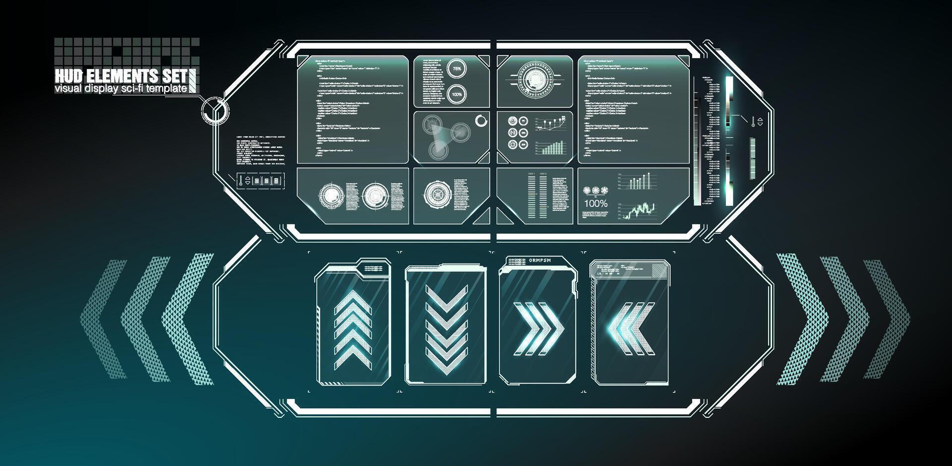 Futuristic Vector HUD Interface Screen Design. Digital callouts titles. HUD UI GUI futuristic user interface screen elements set.