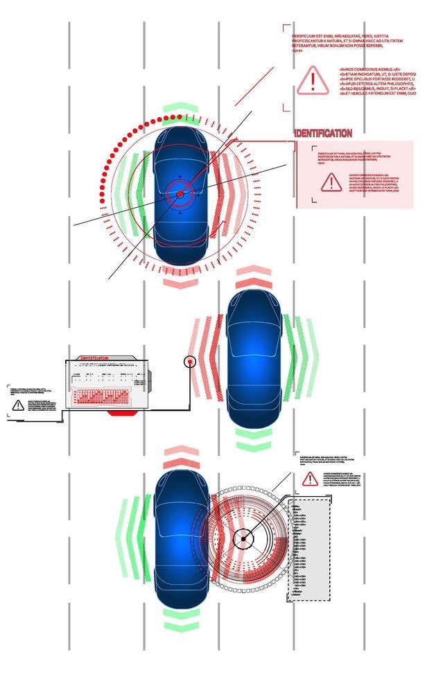 conducción suspensión trabajo controlar sistema sin conductor asistencia. seguro conduciendo. vector futurista coche usuario interfaz hud ui holograma de el coche