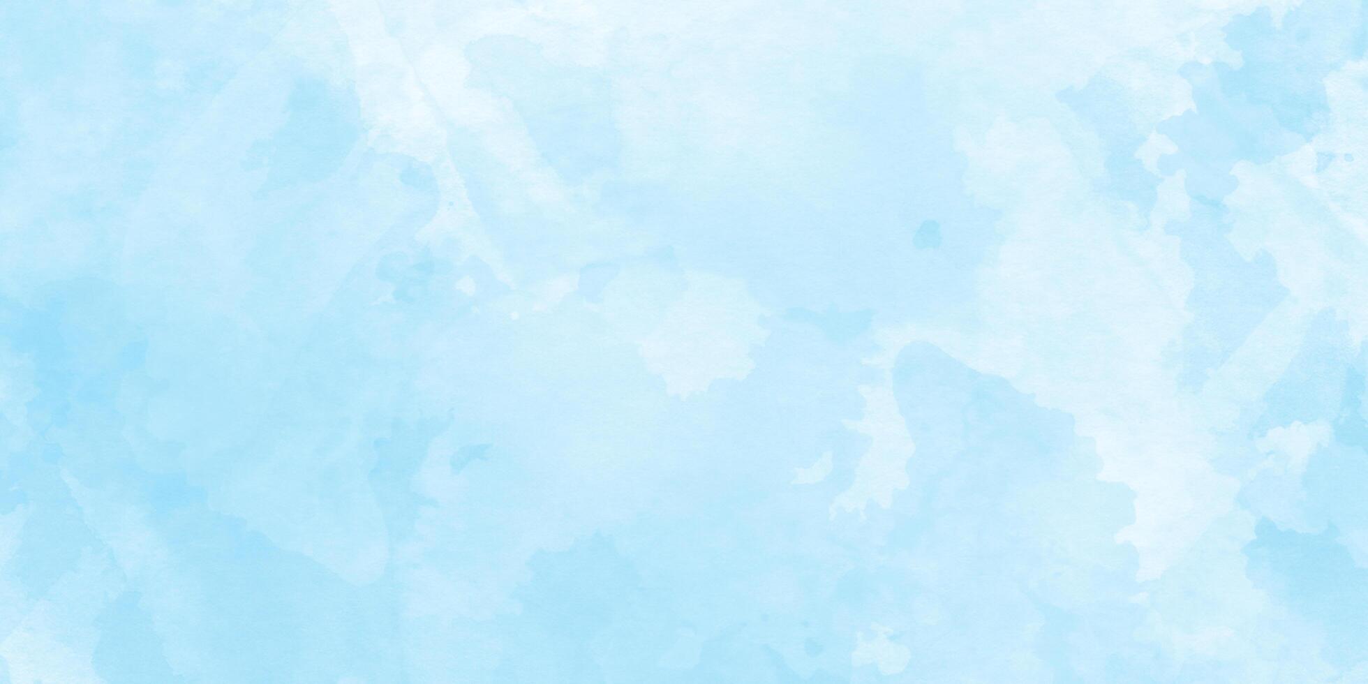 Abstract sky blue watercolor background with paint, Brush-painted blue watercolor background with watercolor splashes and stains for decoration and design. photo