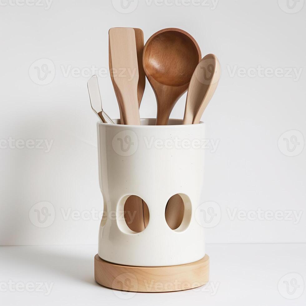 AI generated Display a basic stand for kitchenware. minimal. Ai generated. photo