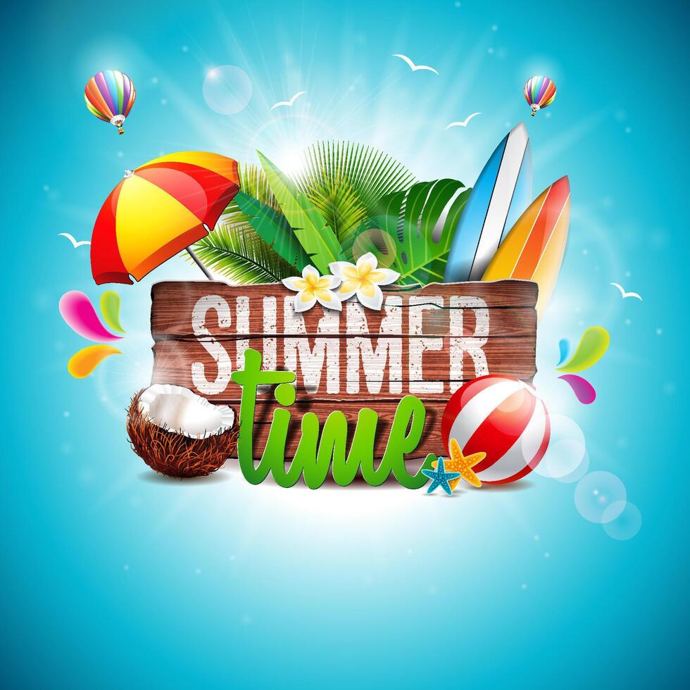 Summer time in the beach vector