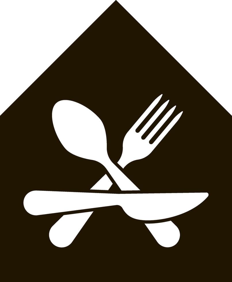 Dining hause Food Center Court Service Canteen or Restaurant Spoon knif fork vector icon