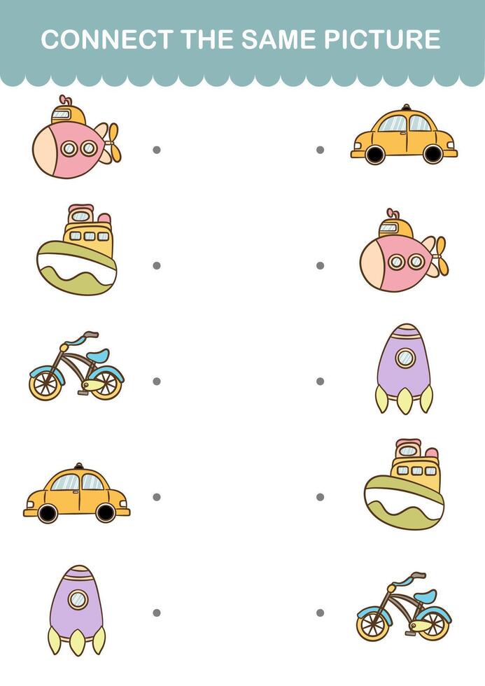 Vector transportation printable activity for kids.