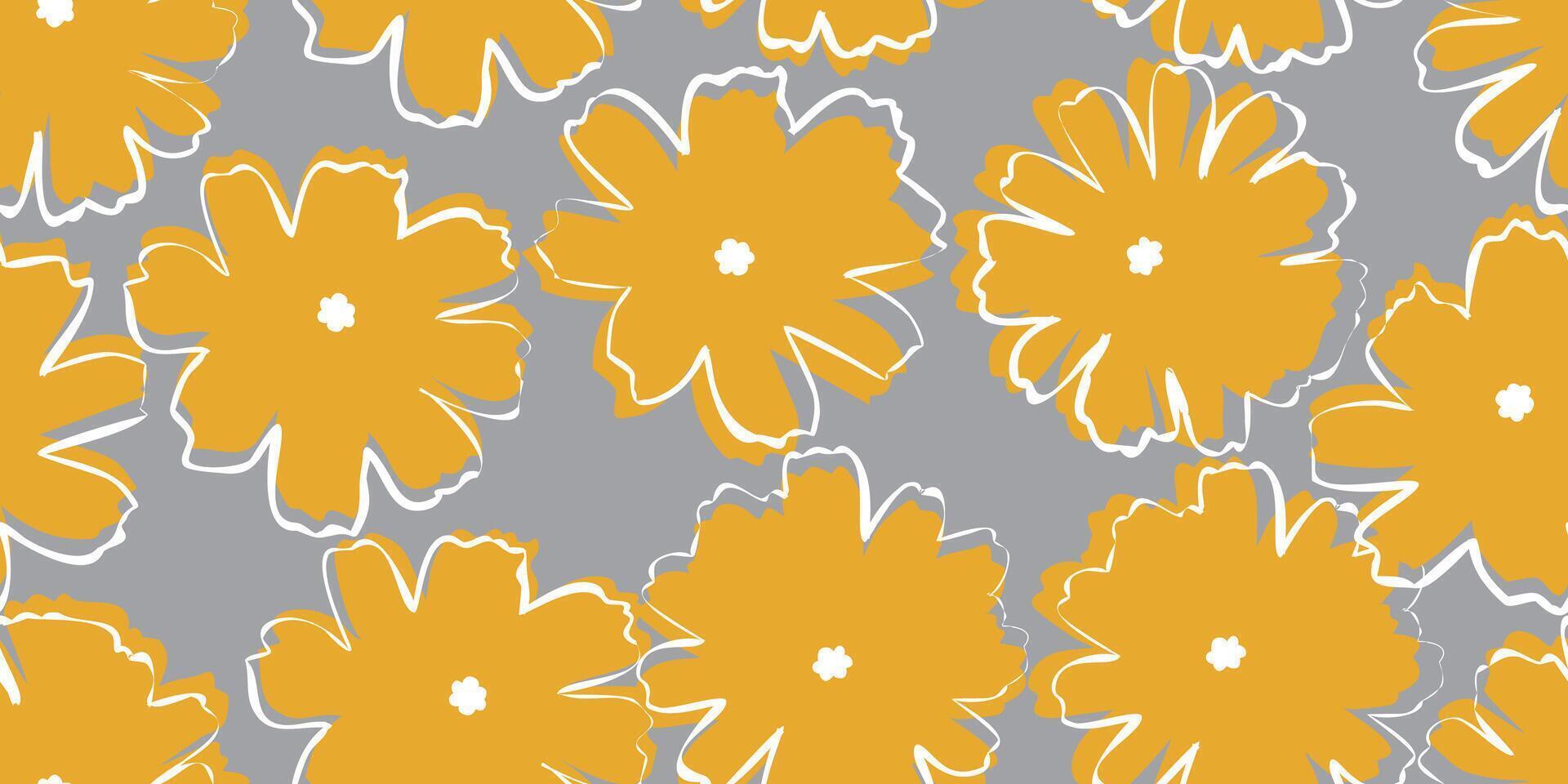 exótico mano dibujado flores, sin costura patrones con floral para tela, textiles, ropa, envase papel, cubrir, bandera, hogar decoración, resumen antecedentes. vector