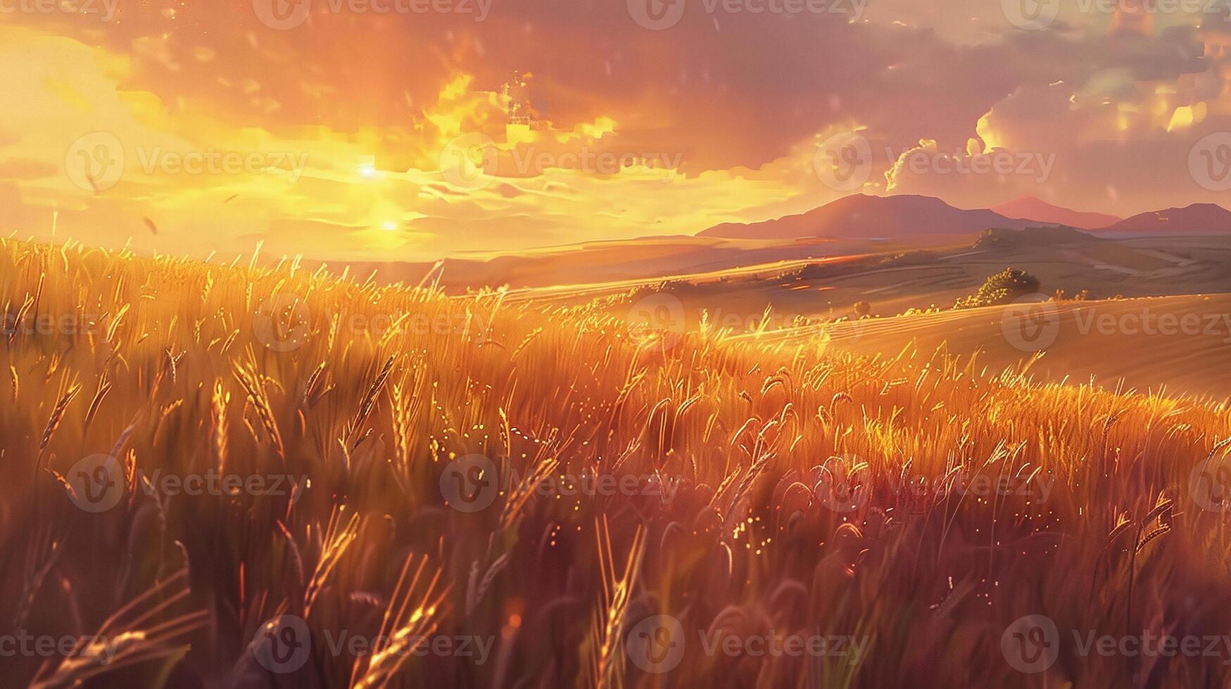 AI generated a stunning wheat field landscape embracing nature photo