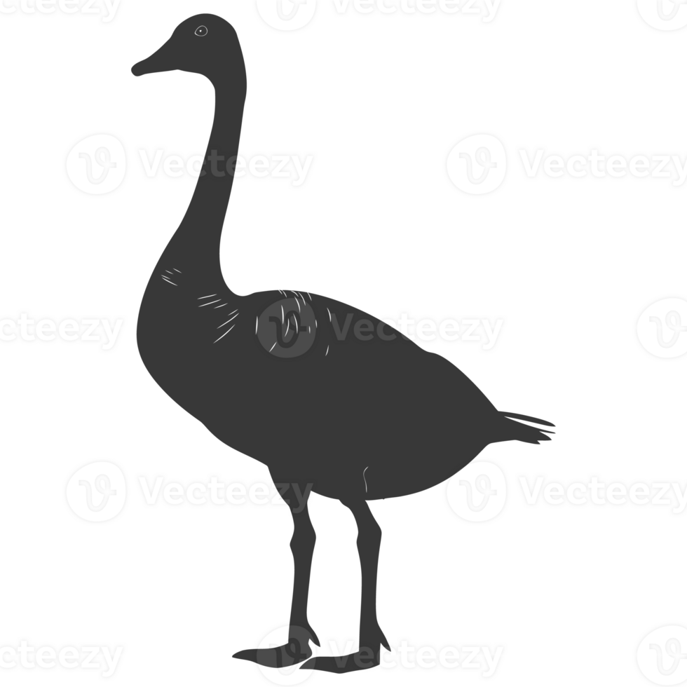 AI generated Silhouette goose animal black color only full body png