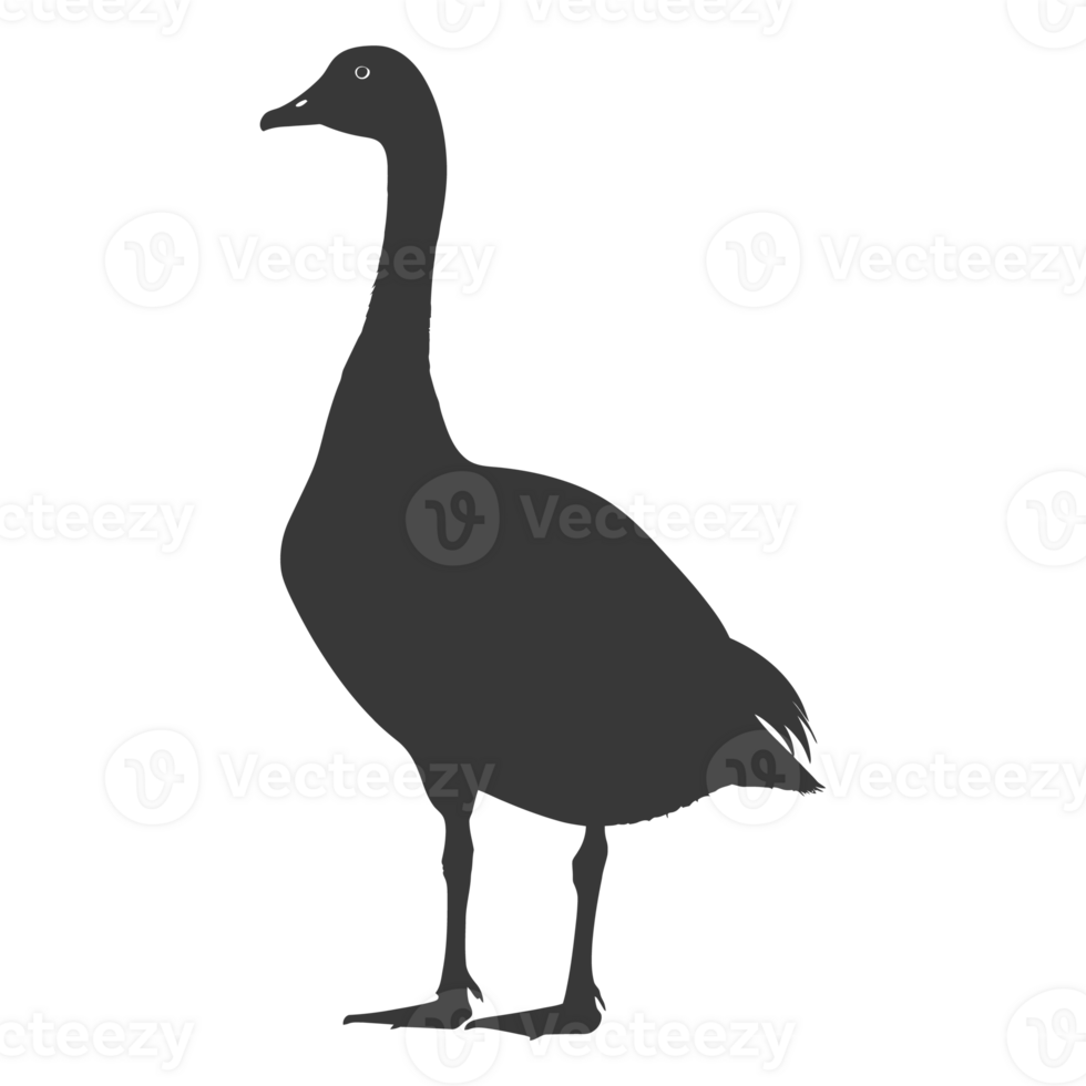 AI generated Silhouette goose animal black color only full body png