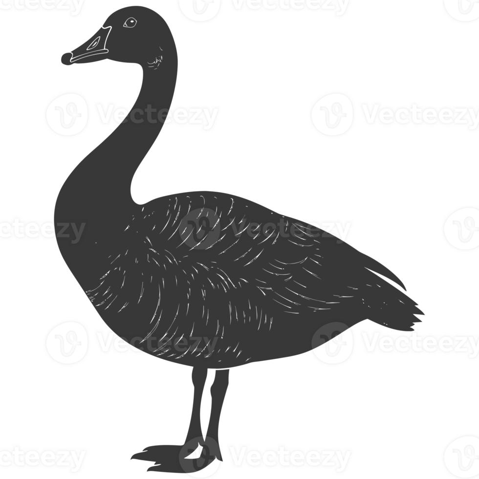 AI generated Silhouette goose animal black color only full body png