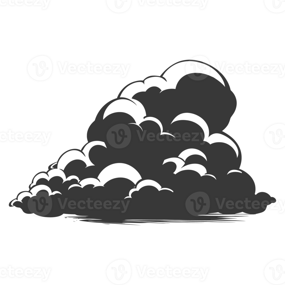 AI generated Silhouette cloud black color only png