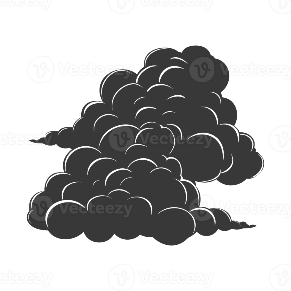 AI generated Silhouette cloud black color only png