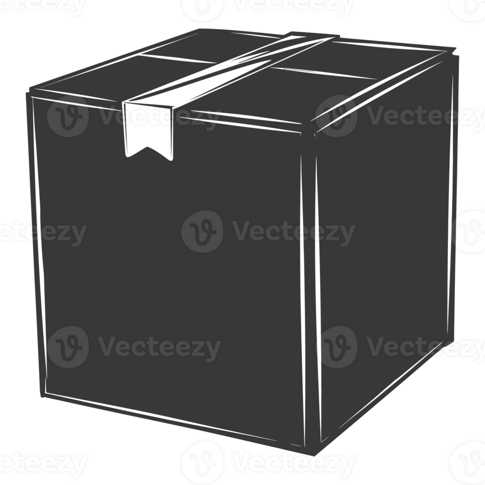 AI generated Silhouette cardboard package black color only png