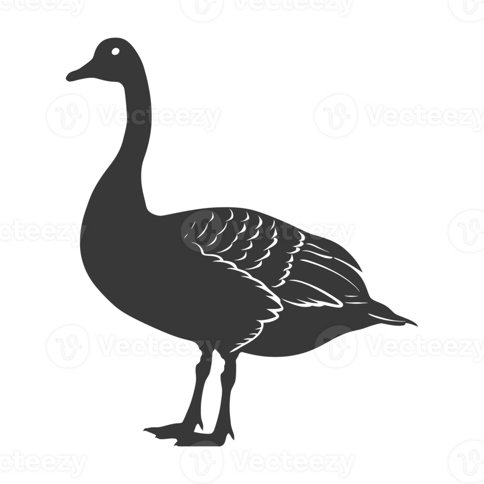 AI generated Silhouette goose animal black color only full body png