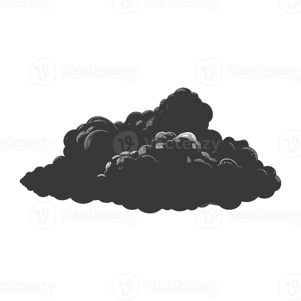 AI generated Silhouette cloud black color only png