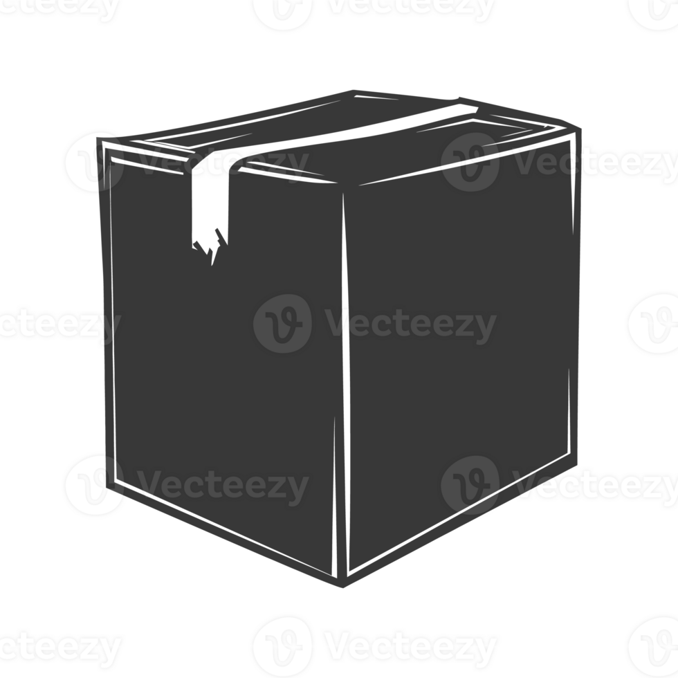 AI generated Silhouette cardboard package black color only png