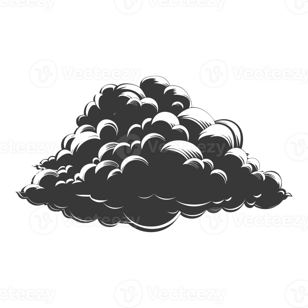 AI generated Silhouette cloud black color only png