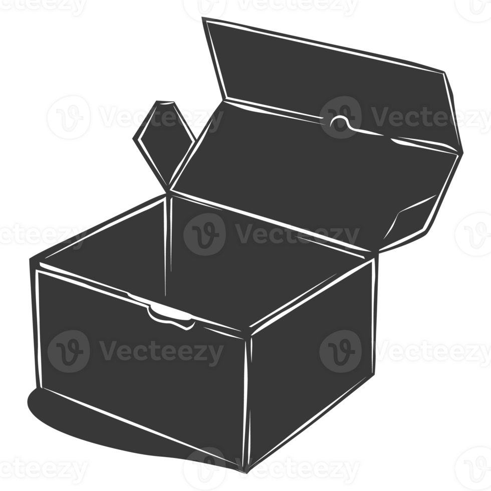 AI generated Silhouette cardboard open black color only png