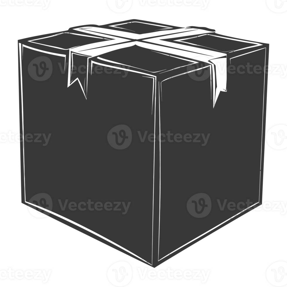 AI generated Silhouette cardboard package black color only png