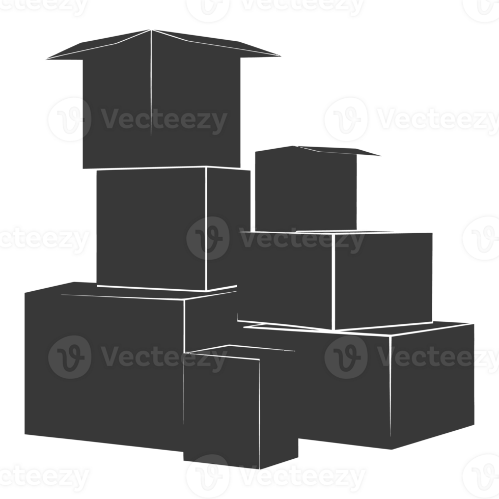 AI generated Silhouette cardboard black color only png