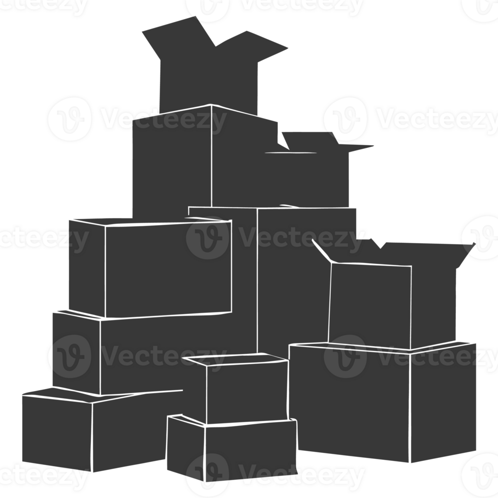 AI generated Silhouette cardboard black color only png