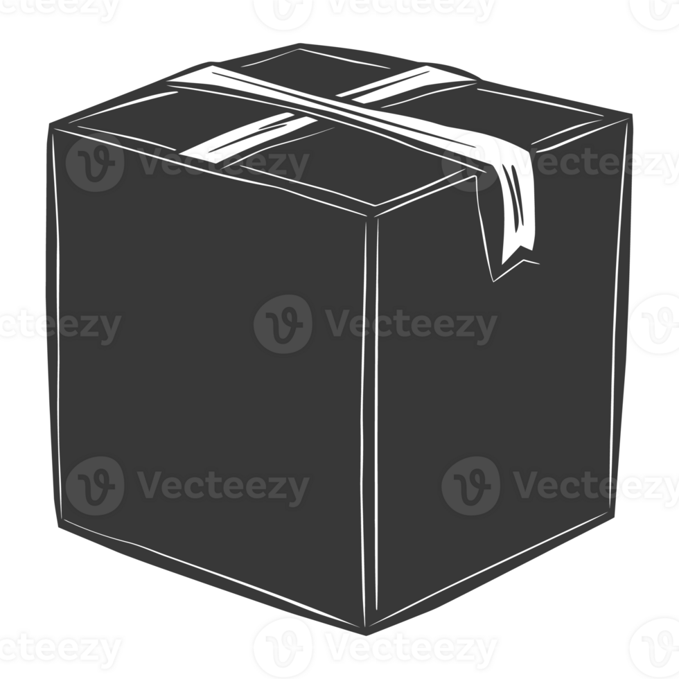 AI generated Silhouette cardboard package black color only png