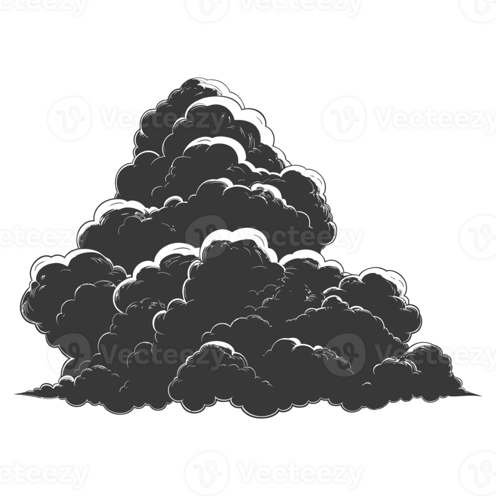 AI generated Silhouette cloud black color only png
