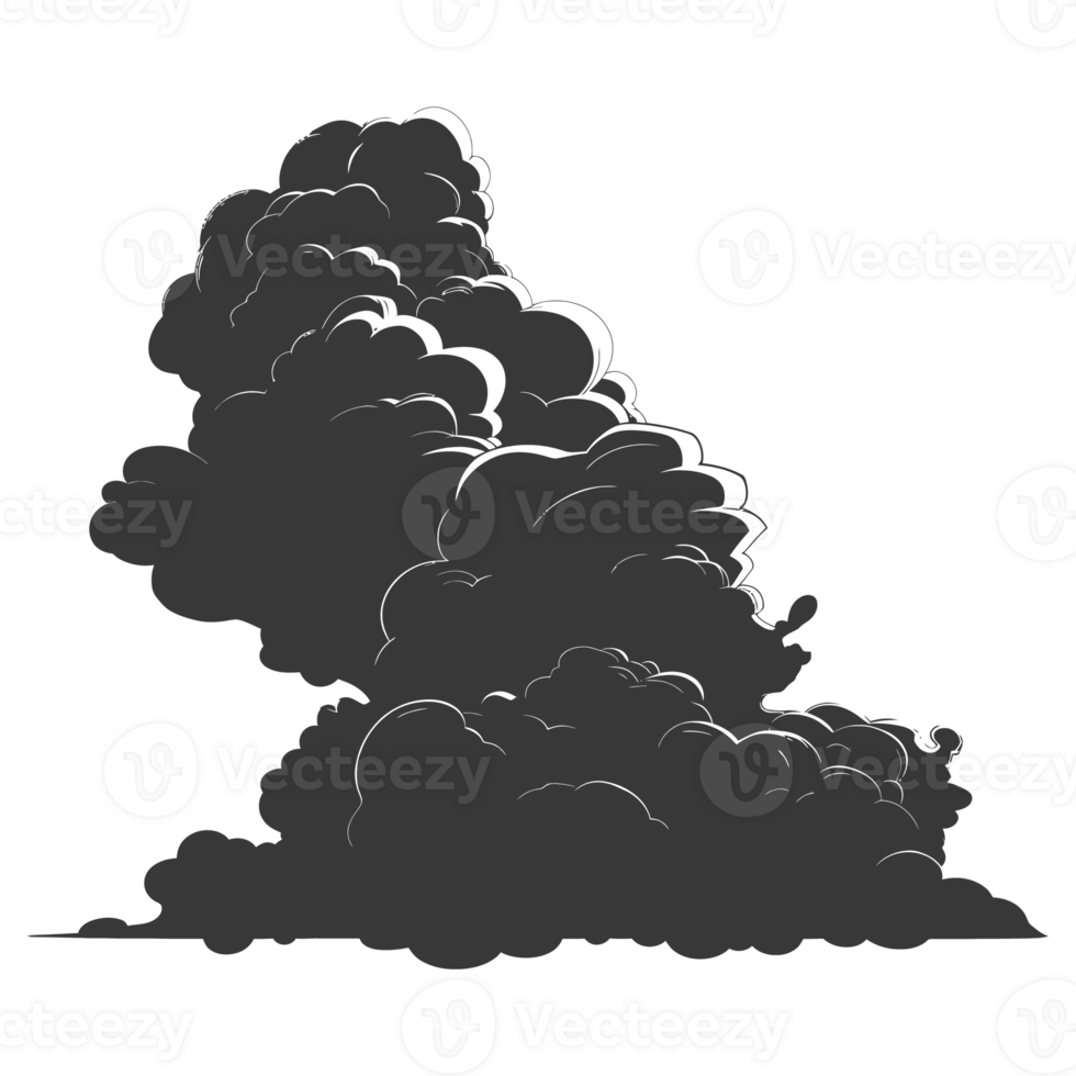 AI generated Silhouette cloud black color only png